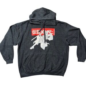 Legendary Anime Graphic Hoodie Charcoal Grey Mens Pullover Sweatshirt